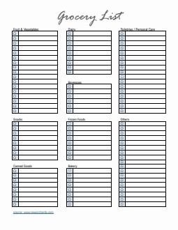 Grocery List Template | Downloadable in Word