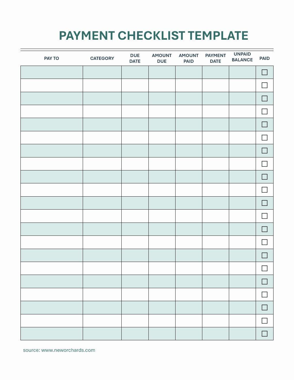 Free Payment Checklist Templates (PDF, Word, Excel)