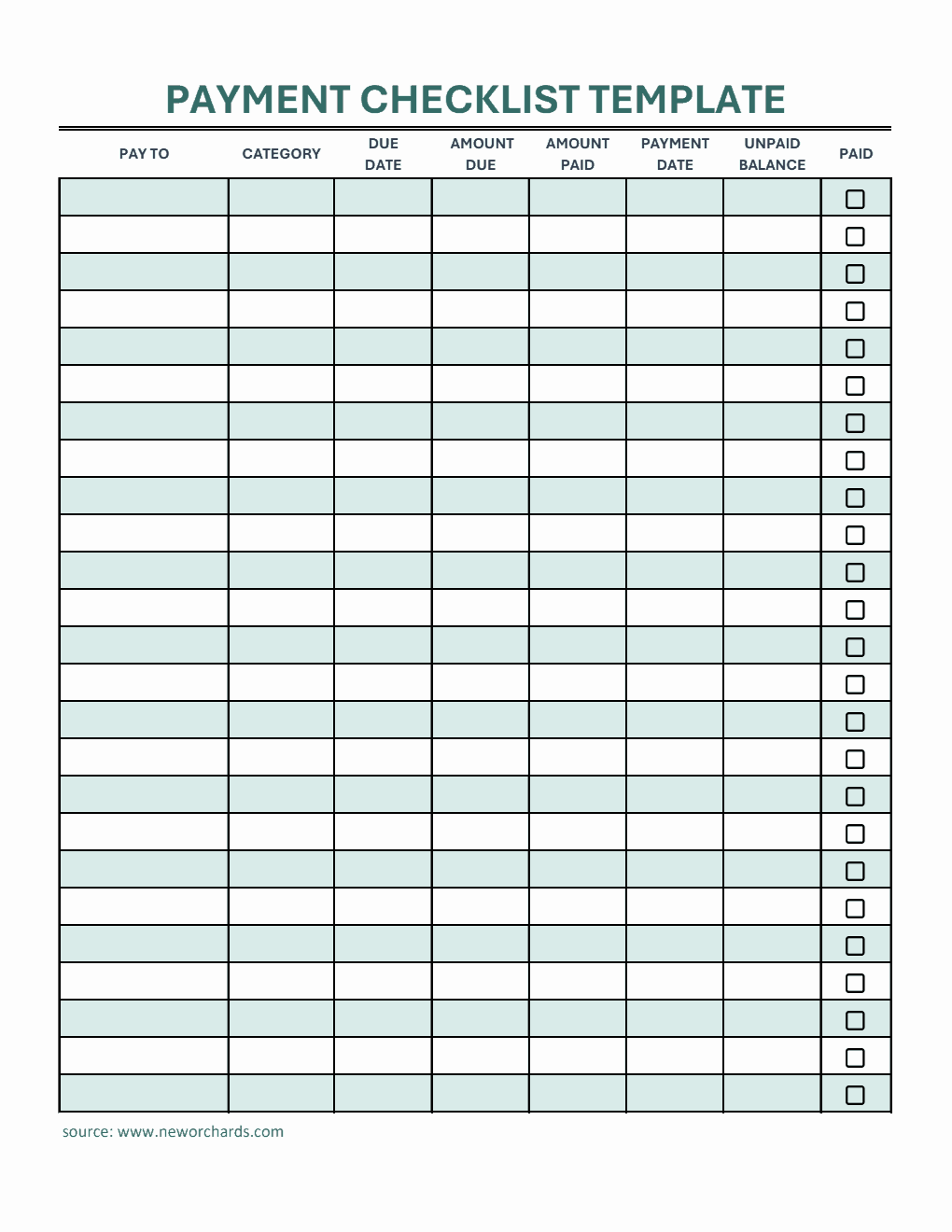 Free Payment Checklist Templates PDF Word Excel free-payment-checklist-templates-pdf-word-excel