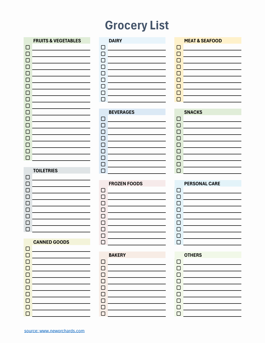 Free Excel Grocery List Templates free-excel-grocery-list-templates