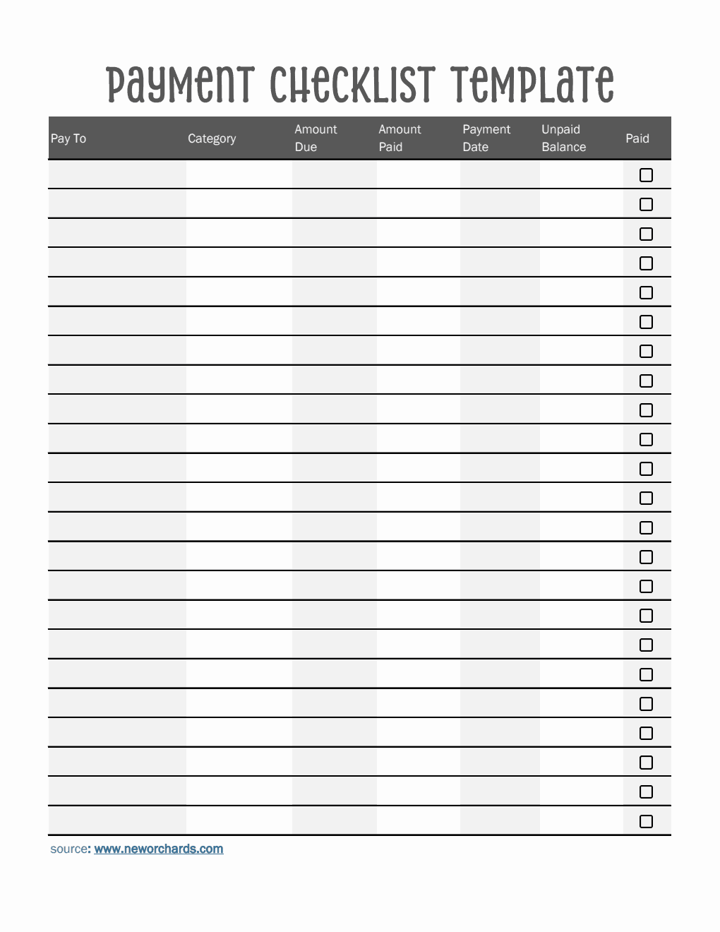Free Payment Checklist Templates (PDF, Word, Excel)