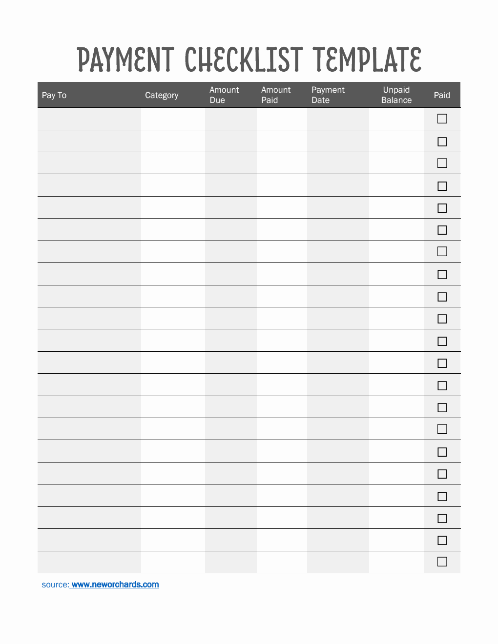 Free Payment Checklist Templates (PDF, Word, Excel)