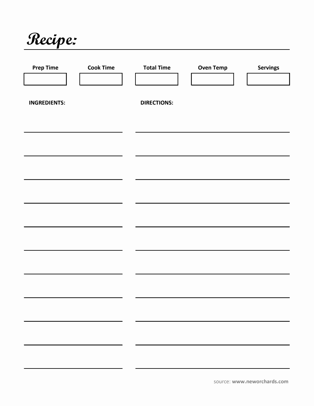 Free Excel Recipe Card Templates