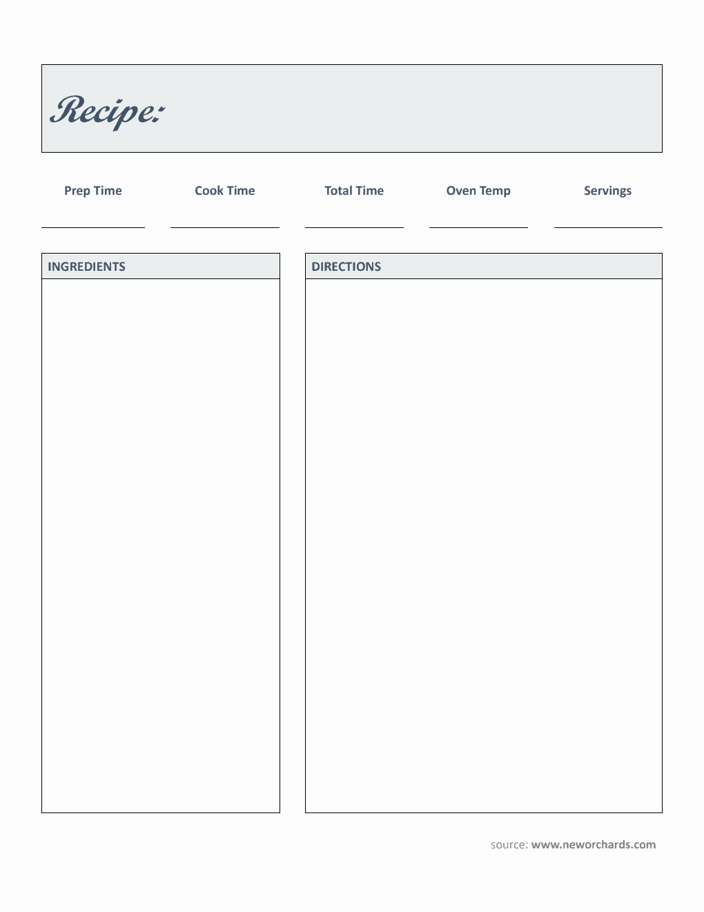 Free Word Recipe Card Templates