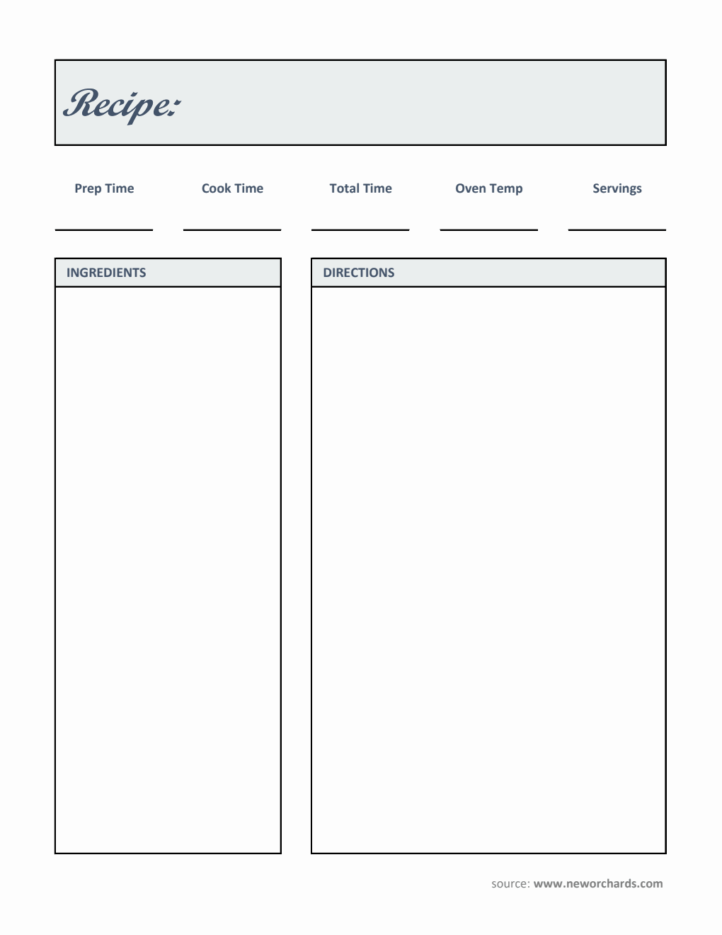 Free Excel Recipe Card Templates