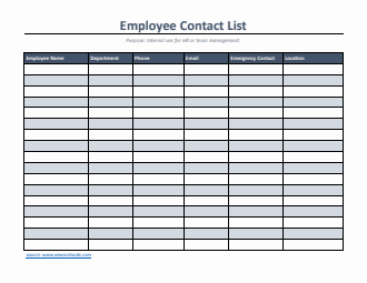 Free Downloadable Employee Contact List Template (Word)