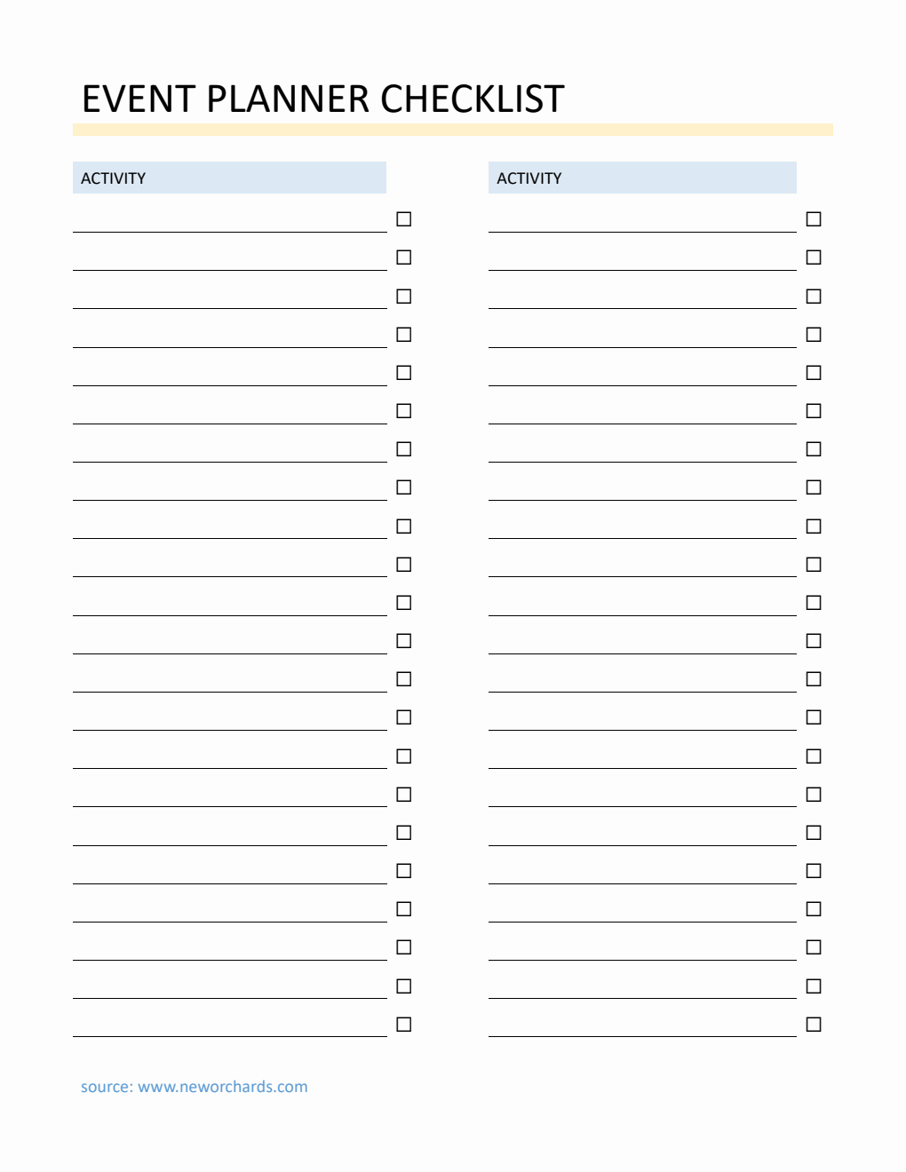 Event Planner Checklist Template PDF
