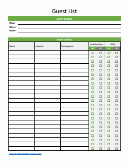 Customizable Event Guest List Tracker | Free Word Template Download