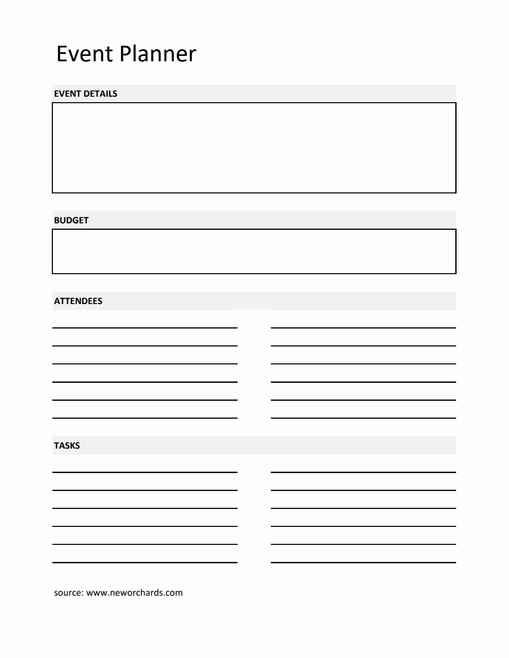 Event Planner Template Excel