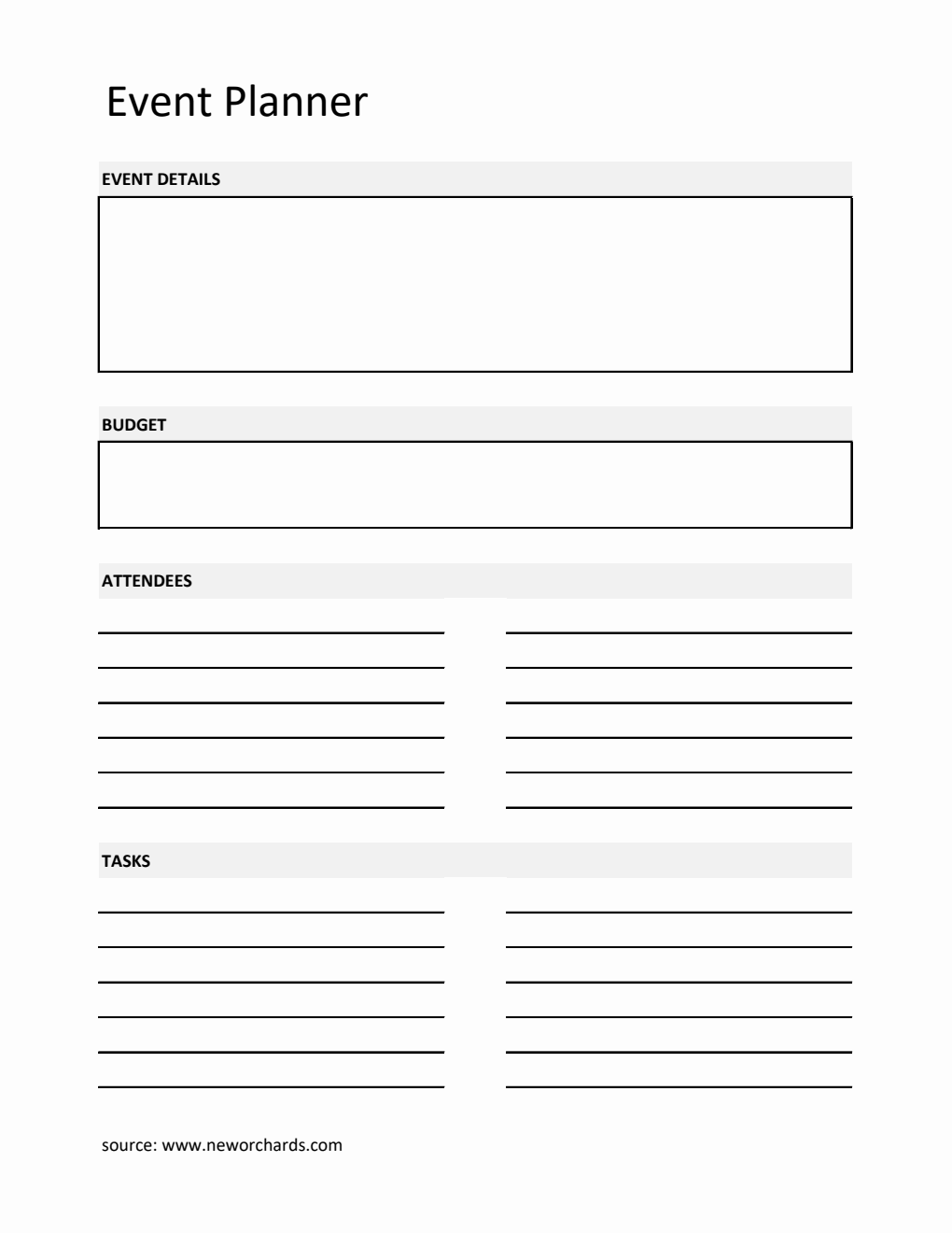 Free Excel Event Templates