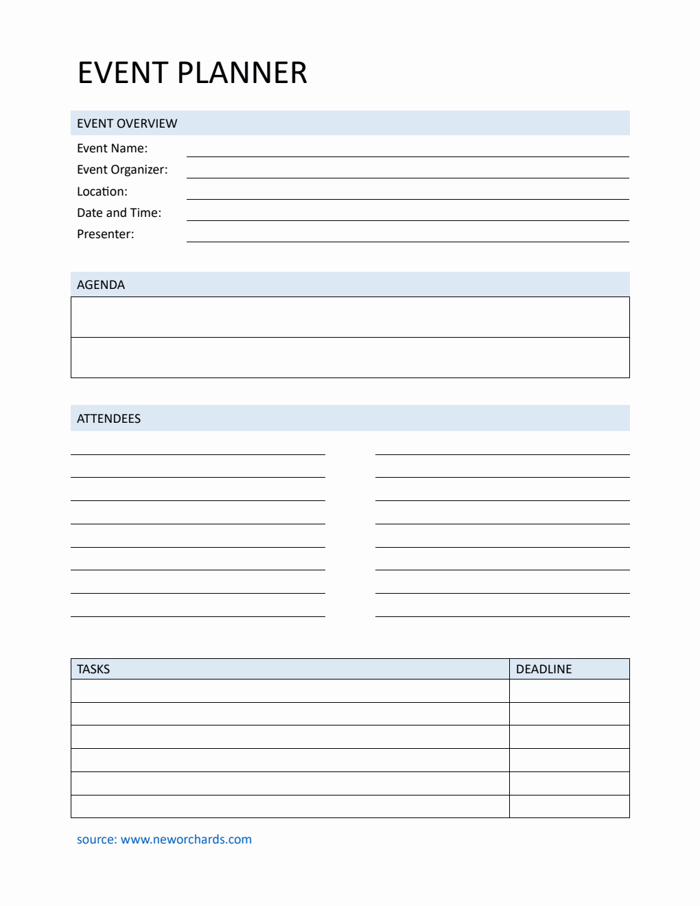 Editable Event Planner Template Word