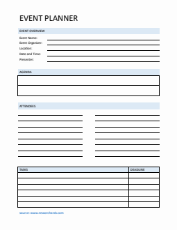Editable Event Planner Template Word
