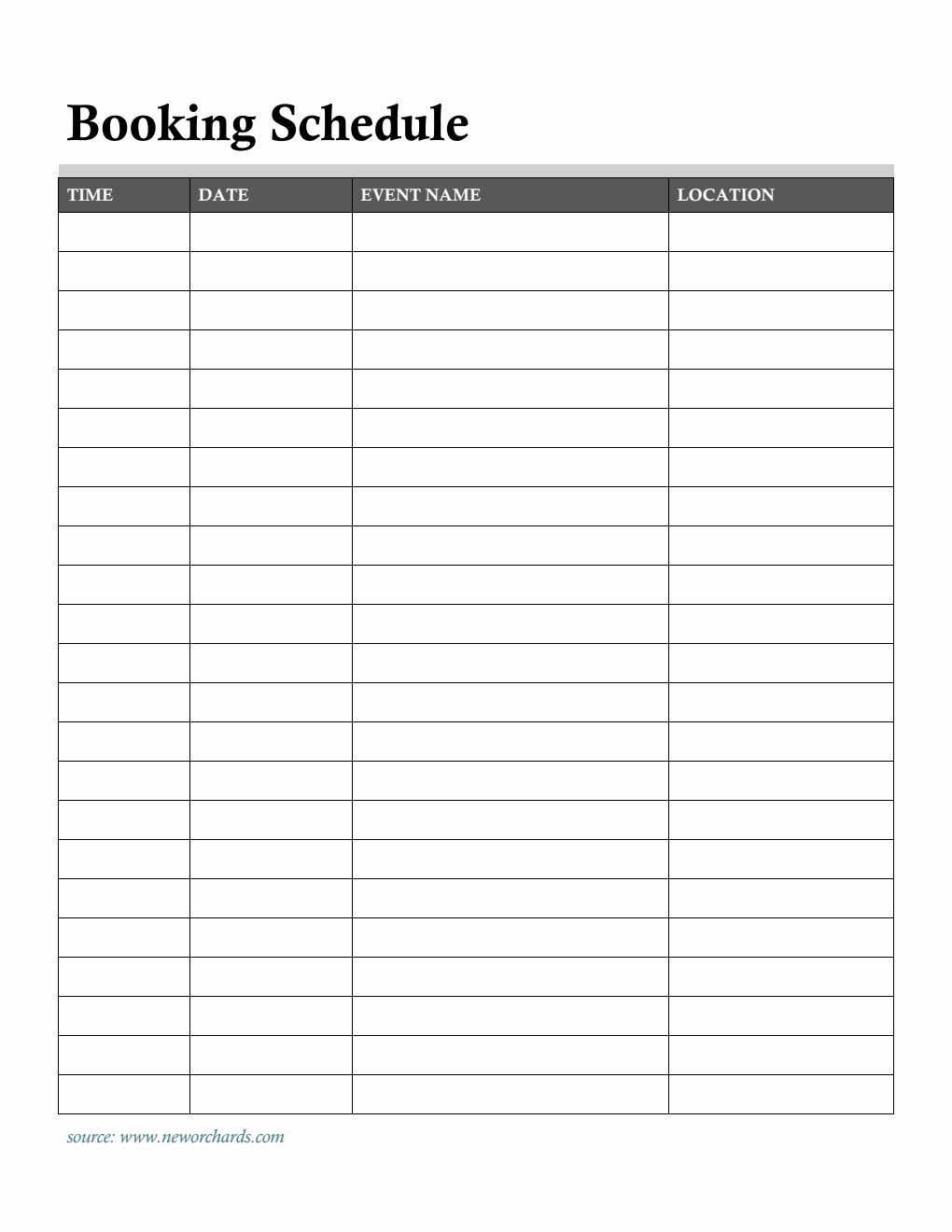 Printable Event Schedule Planner Template Word