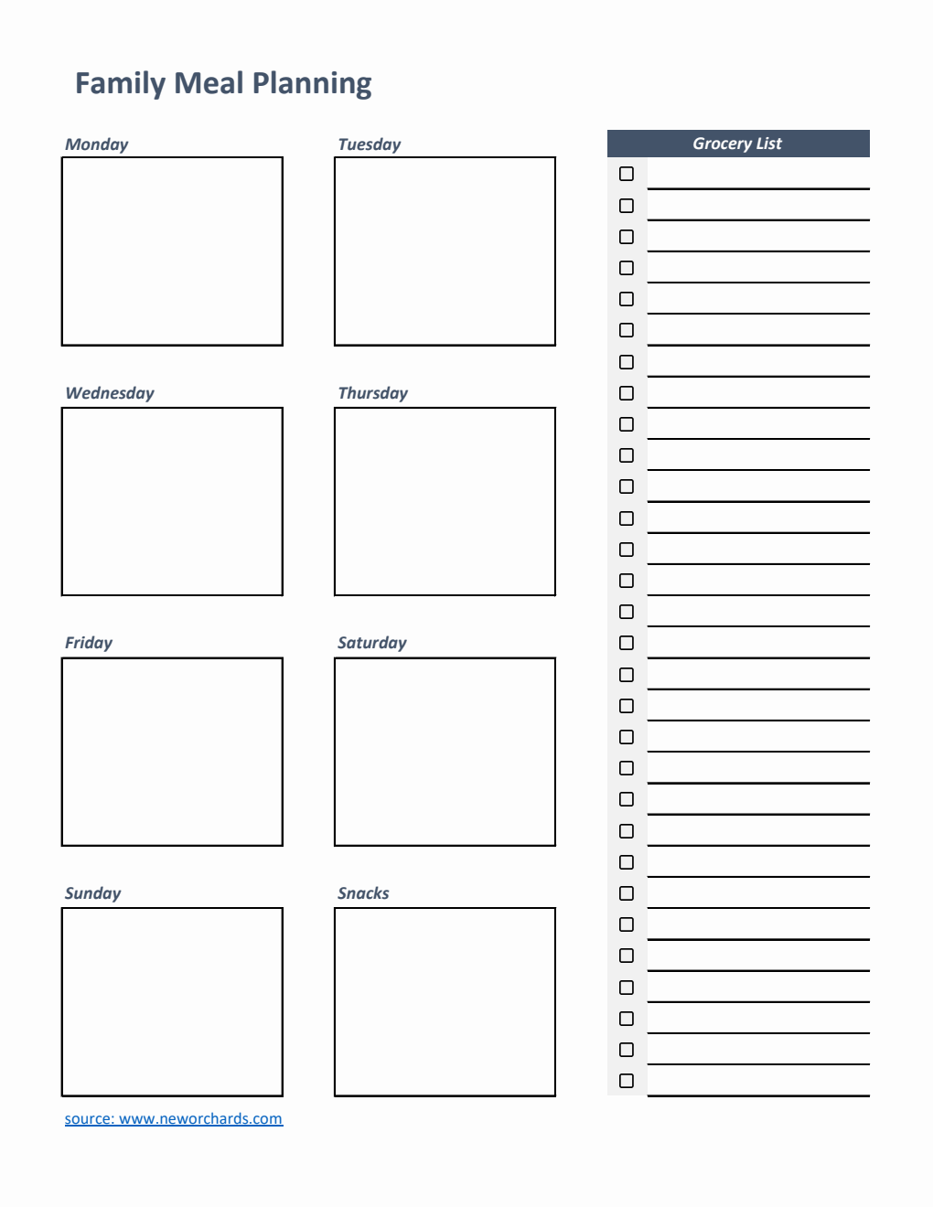 Family Meal Planning Template | Print in PDF