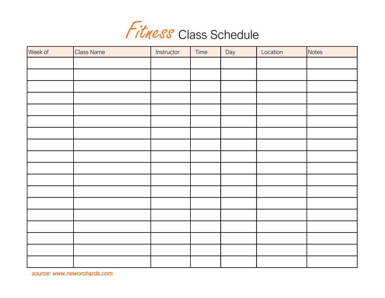 Exercise Class Roster Template Free Fitness Templates (PDF, Word, Excel)