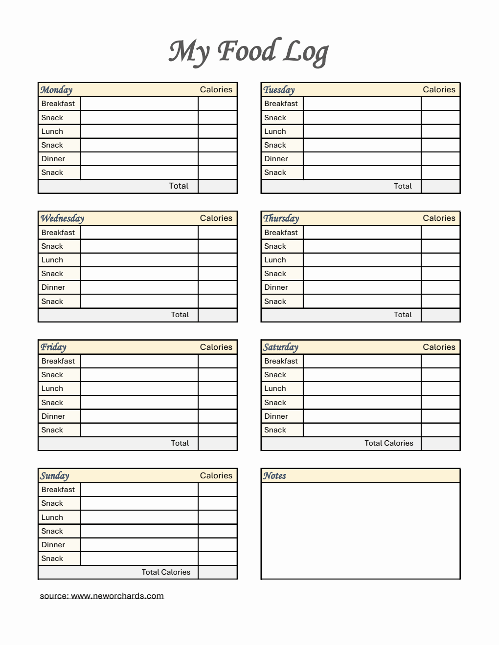 Free Food Log Templates (PDF, Word, Excel)