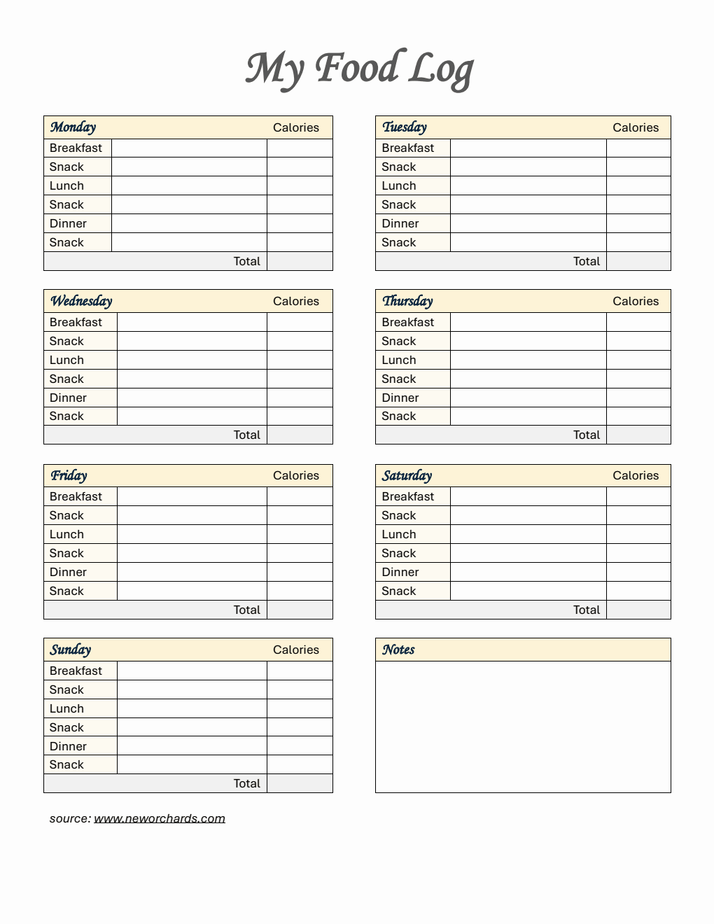 Free Food Log Templates (PDF, Word, Excel)