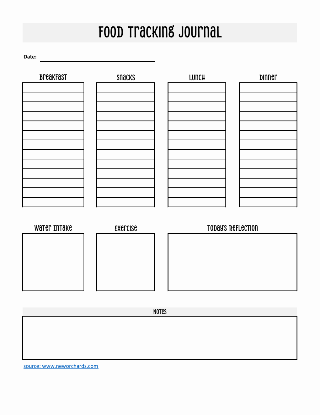 Food Tracking Journal Template Excel (Simple)