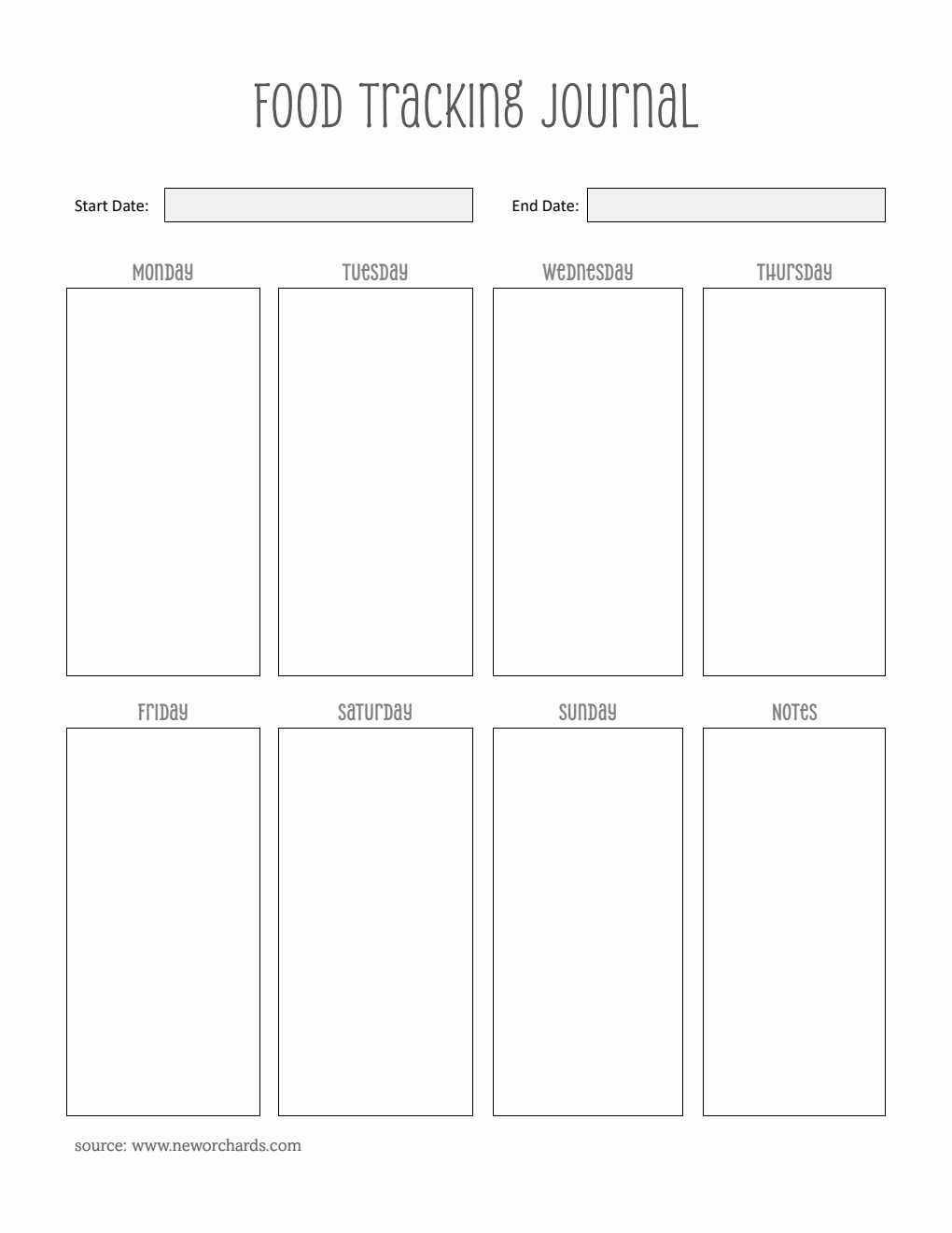 Weekly Food Tracking Journal Template Word (Stylish)