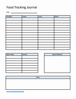 Food Tracking Journal Template Word (Basic)