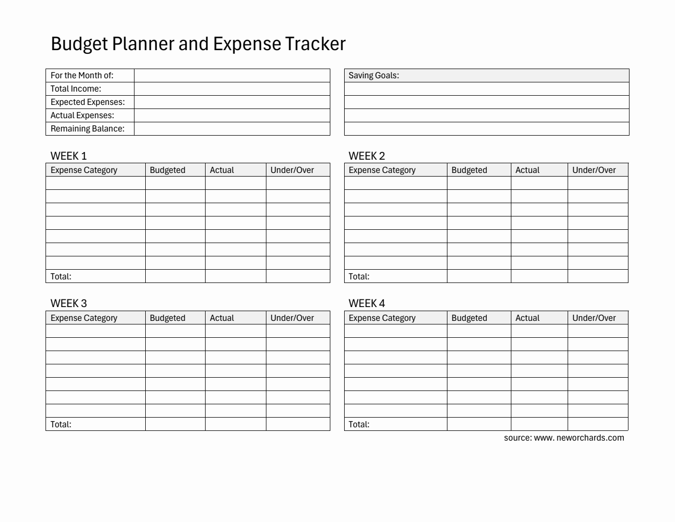 Free Word Budget Planner Templates