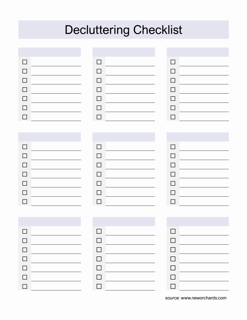 Decluttering Checklist Template in Word (Downloadable)