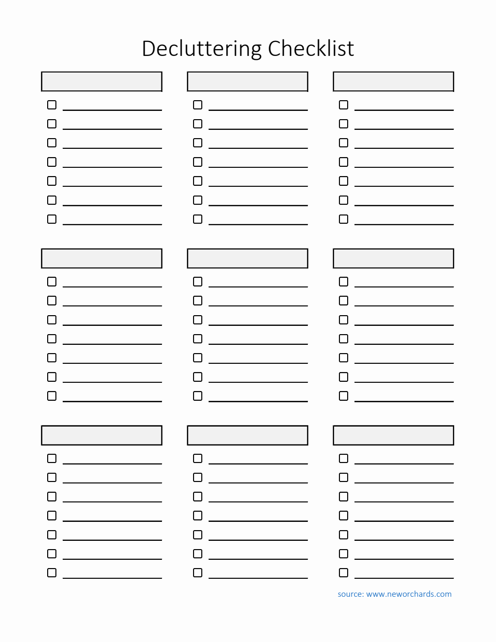 Free Decluttering Templates (PDF, Word, Excel)