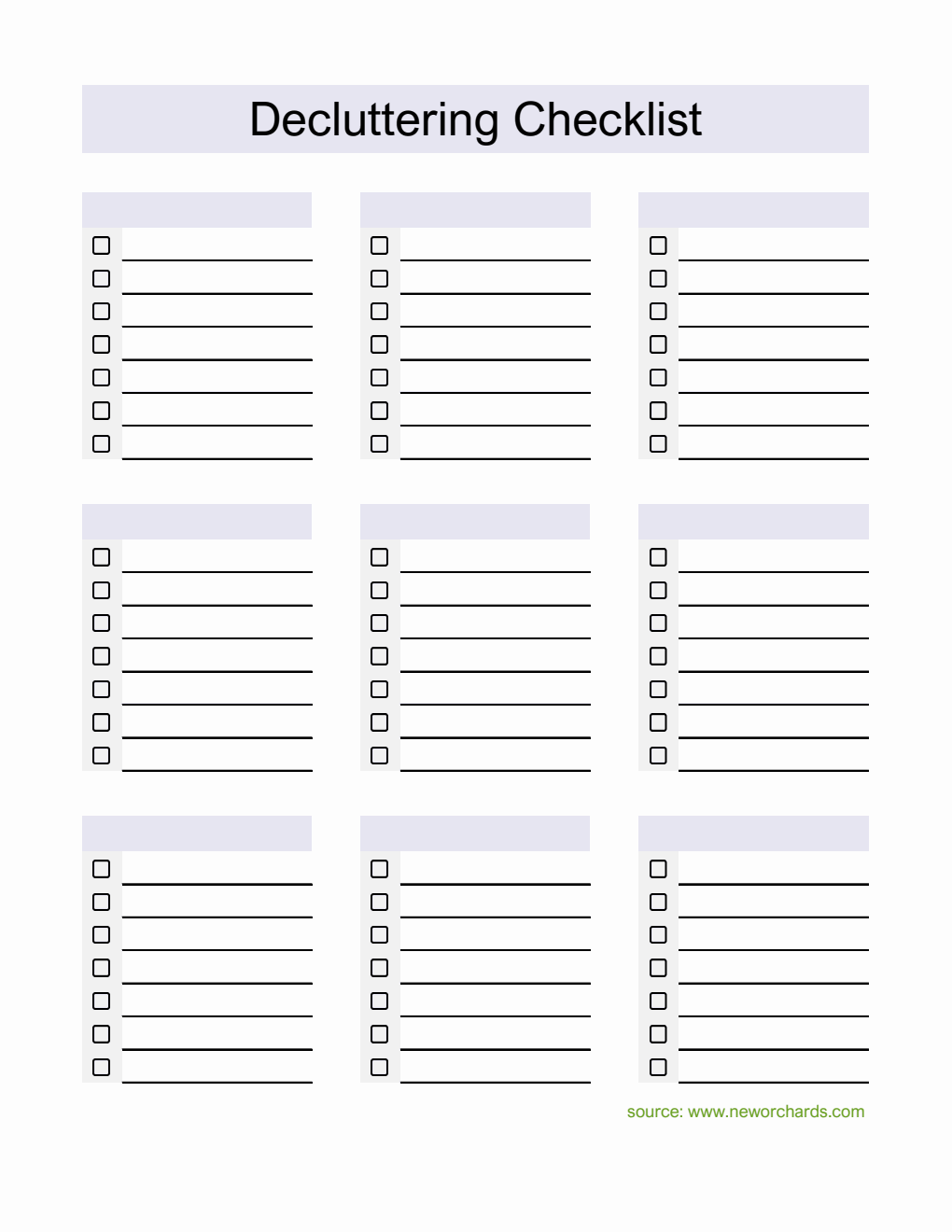 Free Decluttering Checklist Templates (PDF, Word, Excel)