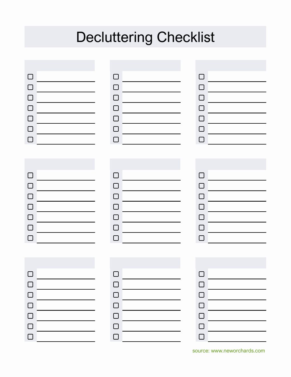 Free Decluttering Templates (PDF, Word, Excel)