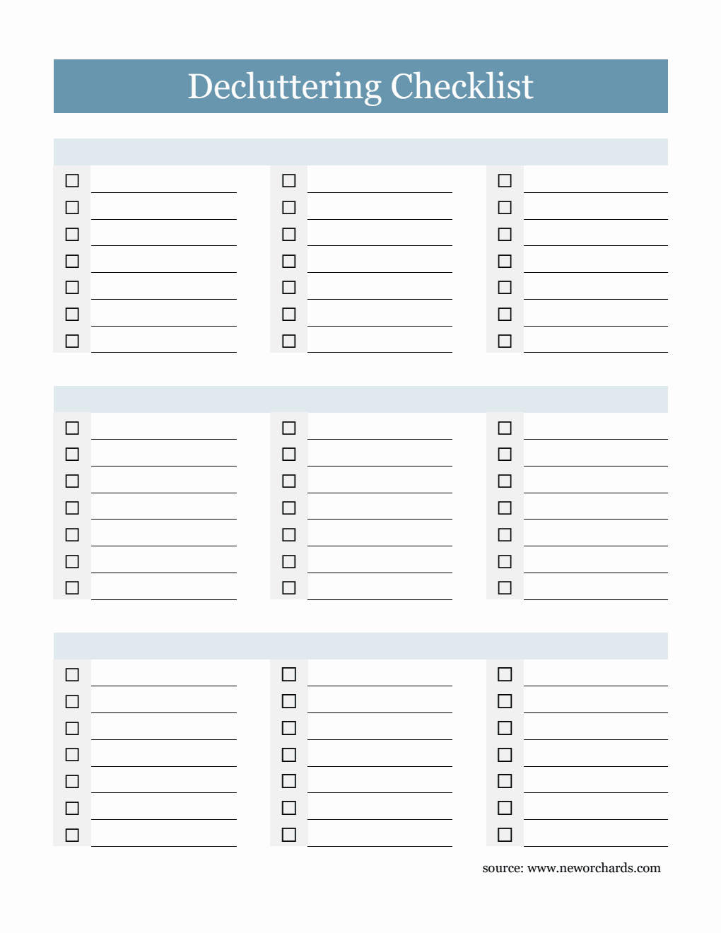 Decluttering Checklist Template in Word (Customizable)