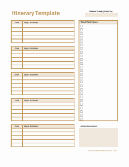 Customizable Itinerary Template (Excel)