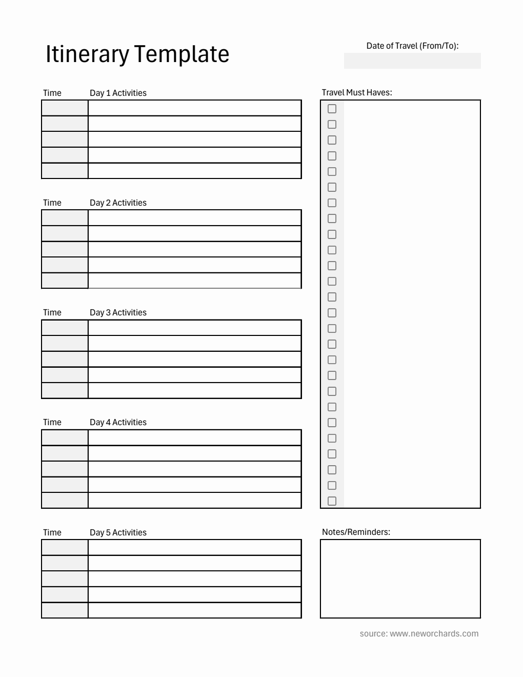 Free Daily Itinerary Templates (PDF, Word, Excel)