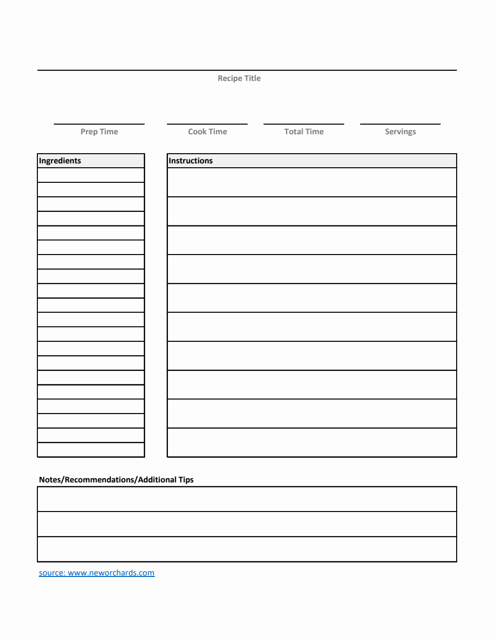 Free Excel Cooking Templates free-excel-cooking-templates