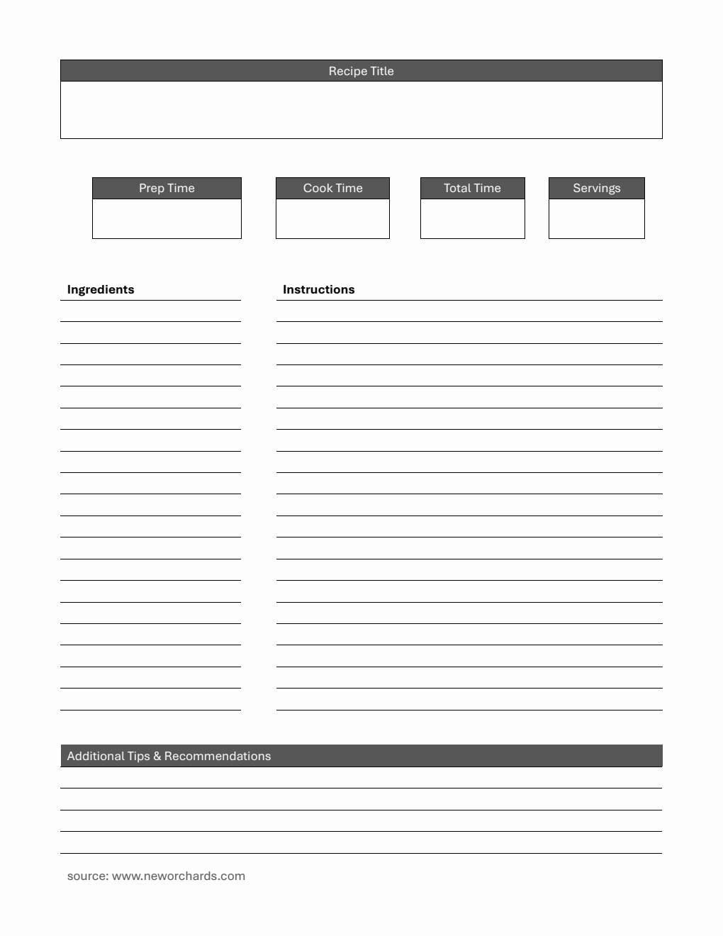 Free Cooking Templates (PDF, Word, Excel)