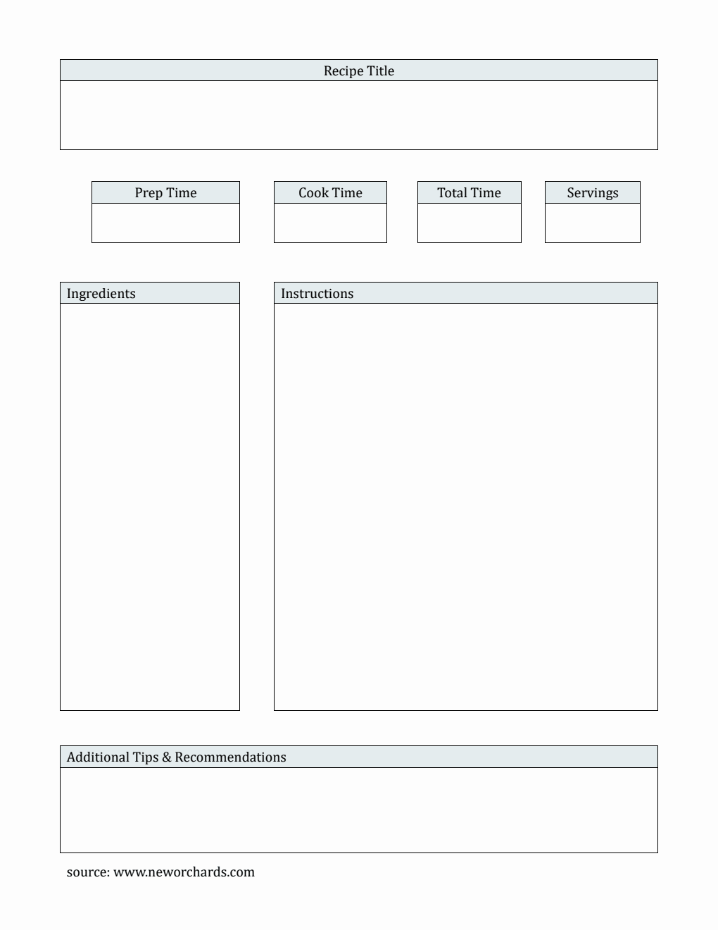 Recipe Card | Free to Download in Word (Simple)