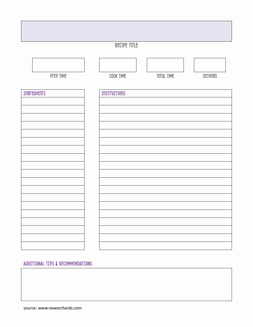 Recipe Card | Free to Download in PDF (Downloadable)