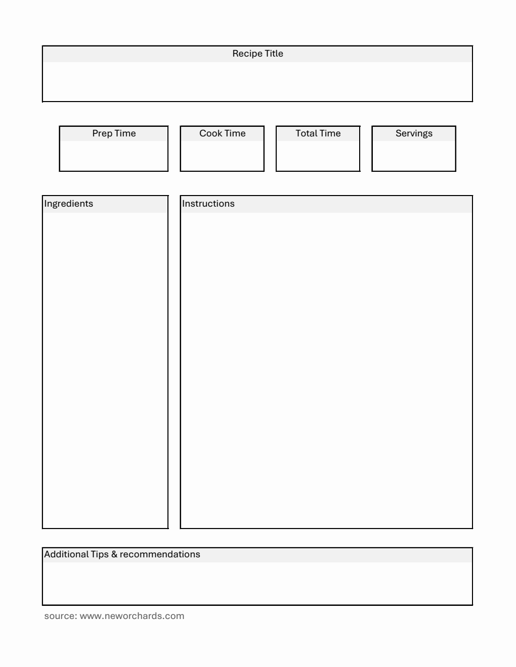 Recipe Card | Free to Download in Excel (Editable)