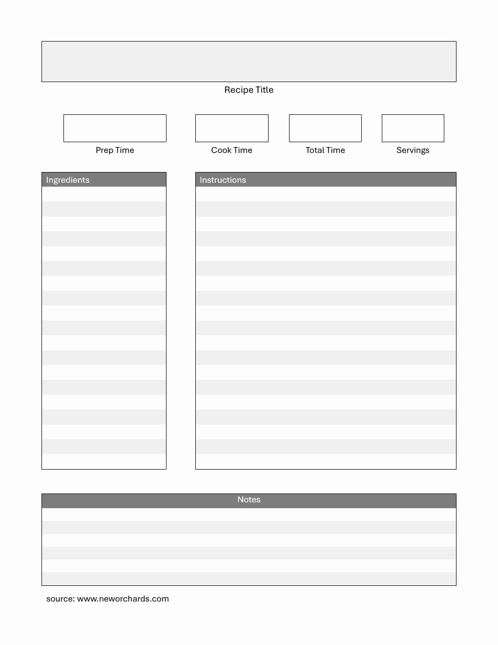 Recipe Card | Free to Download in PDF (Striped)
