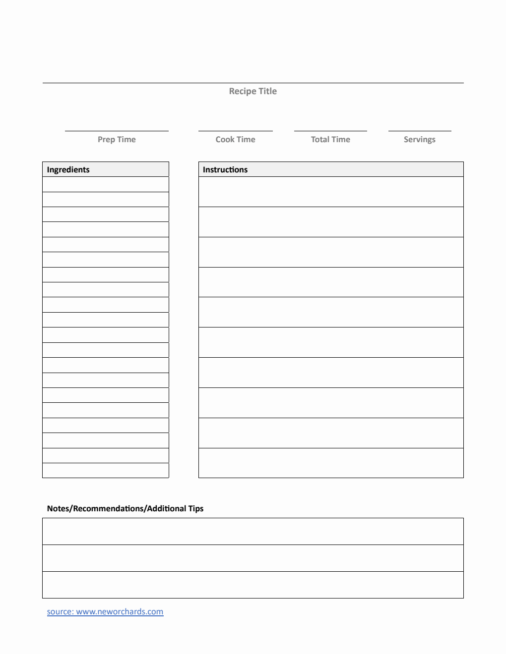 Free Cooking Templates (PDF, Word, Excel)