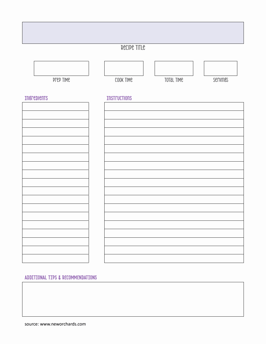 Free Word Cooking Templates