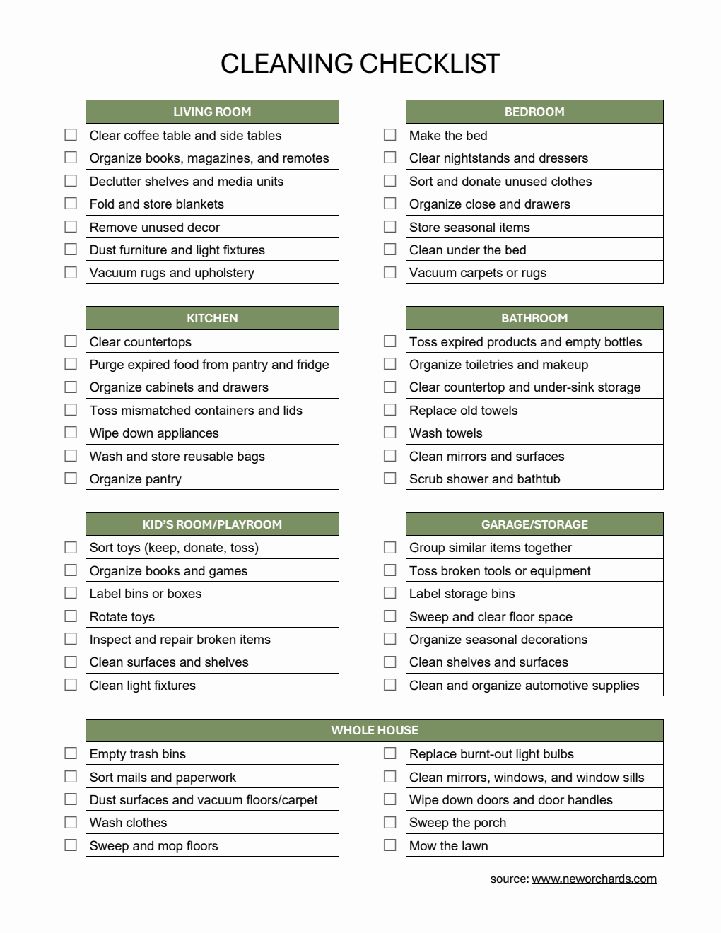 Free Decluttering Checklist Templates PDF Word Excel Free Decluttering Checklist Templates PDF Word Excel