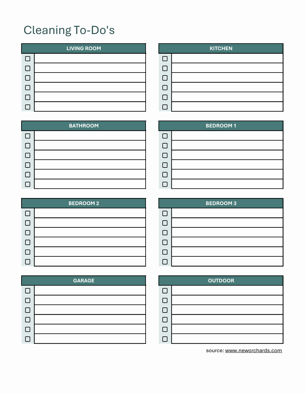 Free Excel Cleaning Checklist Templates