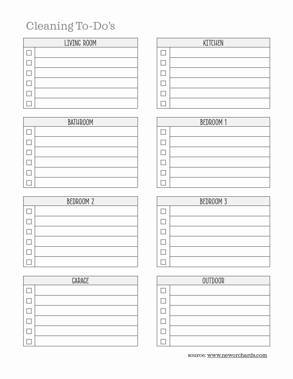 Blank Cleaning To-Do Template | Free Download in PDF