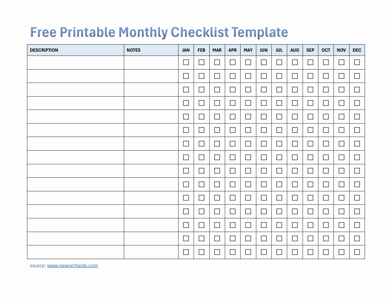Free Monthly Checklist Templates (PDF, Word, Excel)
