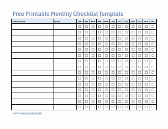 Free Printable Monthly Checklist Template (Word)