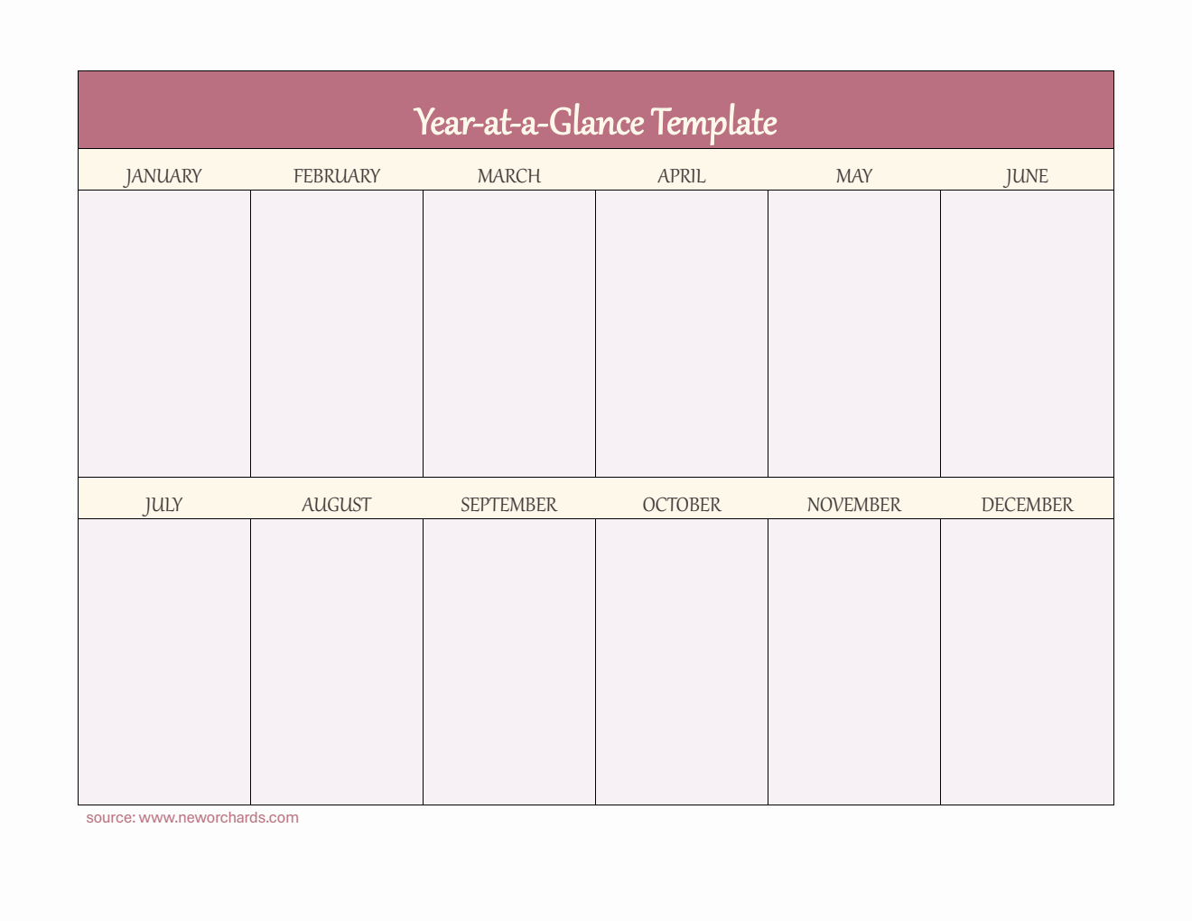 At A Glance Page Example Year-at-a-Glance Template Word
