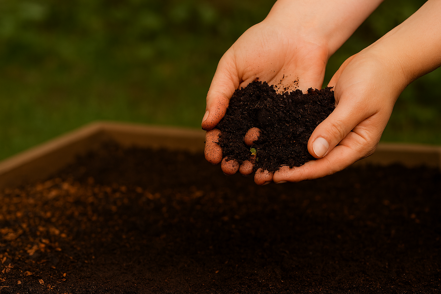 Hands Holding Composted Leaf Mold