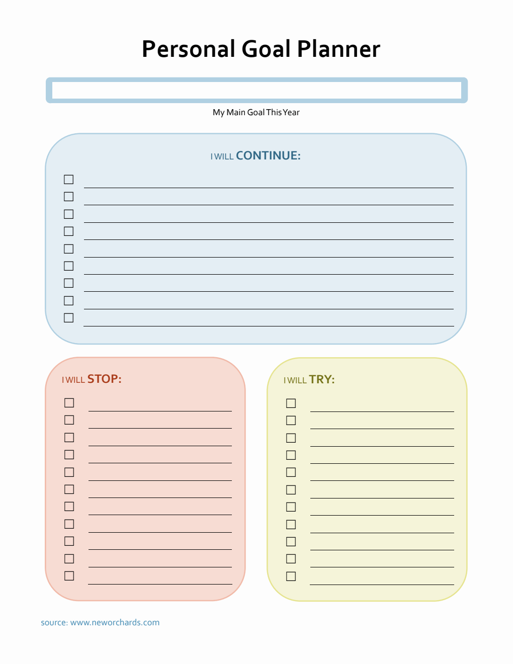 Free Colorful Goal Planner Template in PDF for Personal Growth