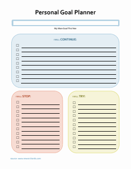 Free Colorful Goal Planner Template in Word for Personal Growth