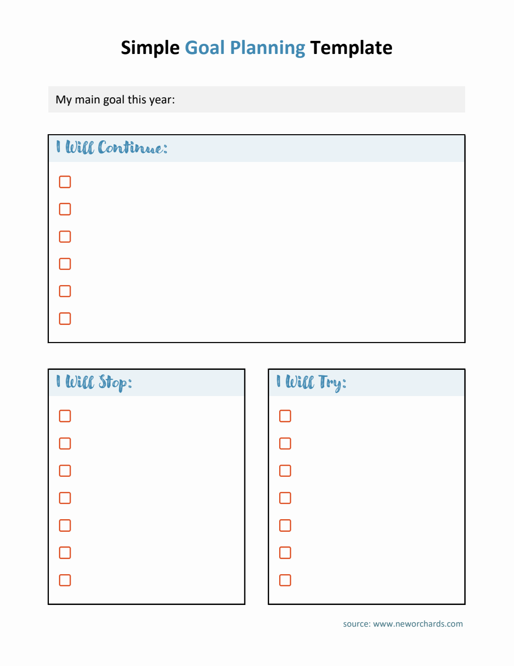 Simple Goal Outline Free New Year Resolution Templates (PDF, Word, Excel)